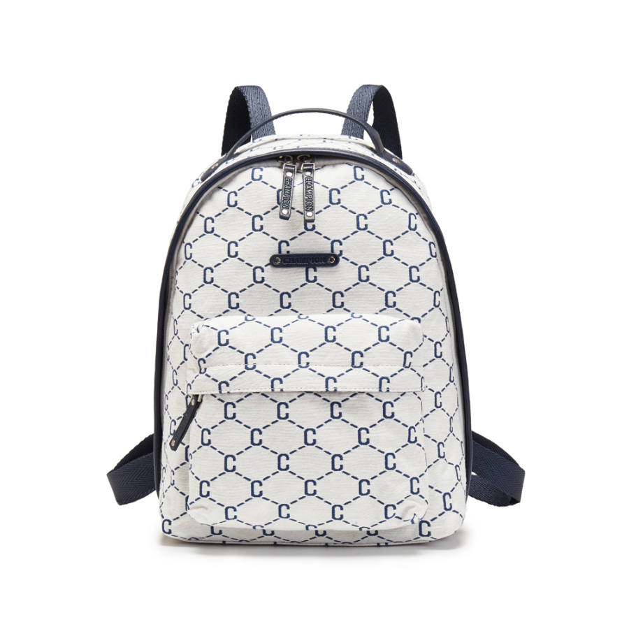 Champion Fabric, Synthetic Leather Backpack Medium Unisex New Grain White/Medium Blue Denim