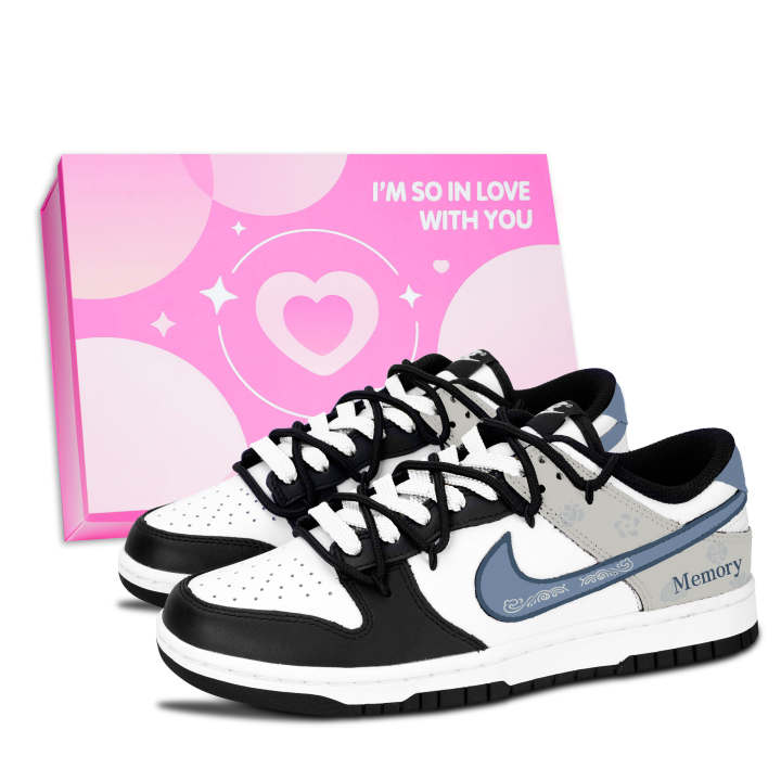 Nike Nike Dunk Black White, Light Stripe Elegance Abrasion Resistant Low top Skateboard Shoes Unisex Blue