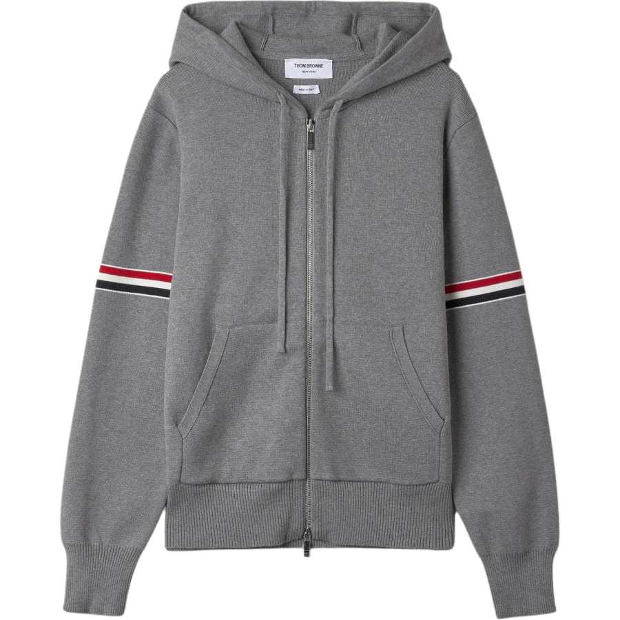 THOM BROWNE THOM BROWNE Zip Up Drawstring Hoodie