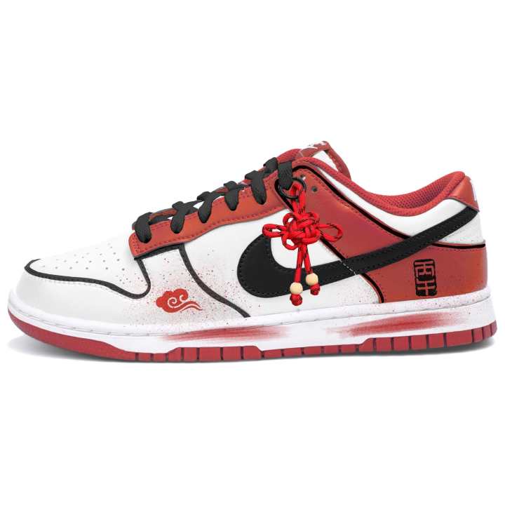 Nike Nike Dunk Low top Skateboard Shoes Unisex Black Red