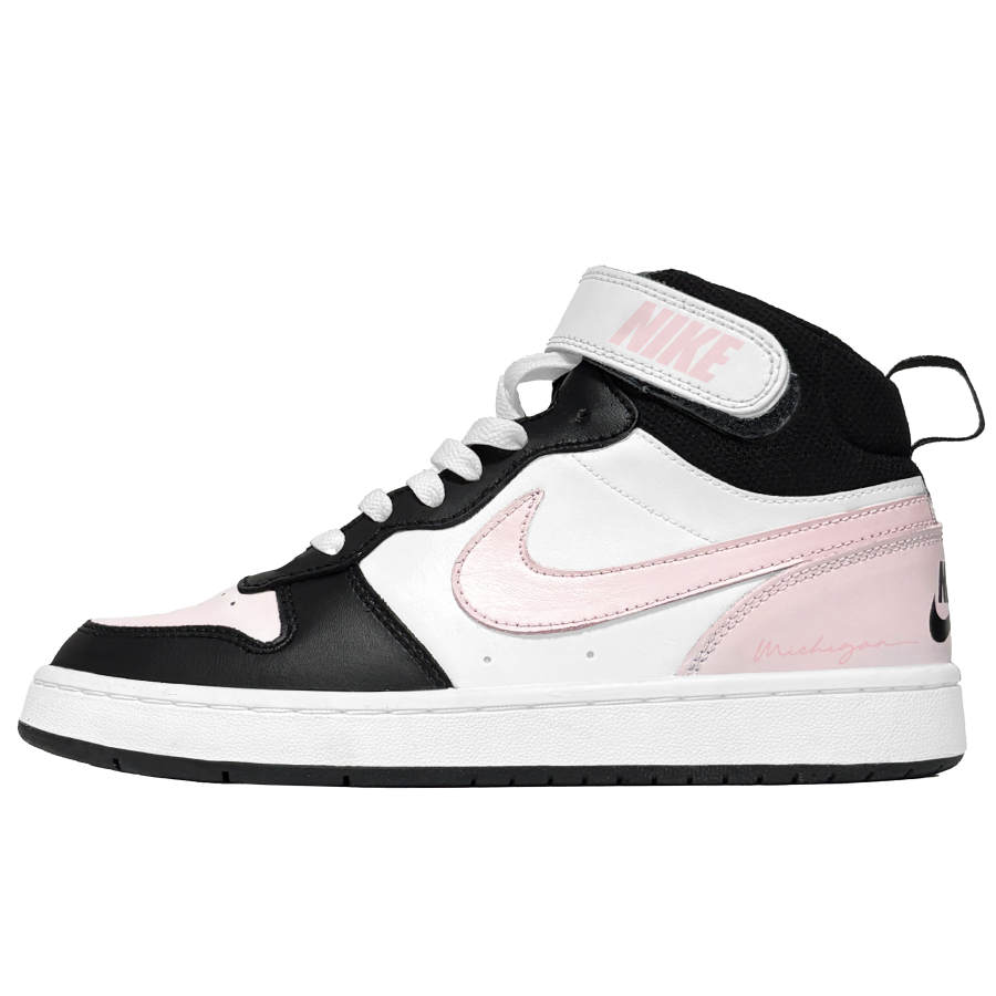 Nike Nike Court Borough 2 Pink Ink Girl Slip Resistant Abrasion Resistant Mid top Kids' Skateboarding Shoes Black Pink