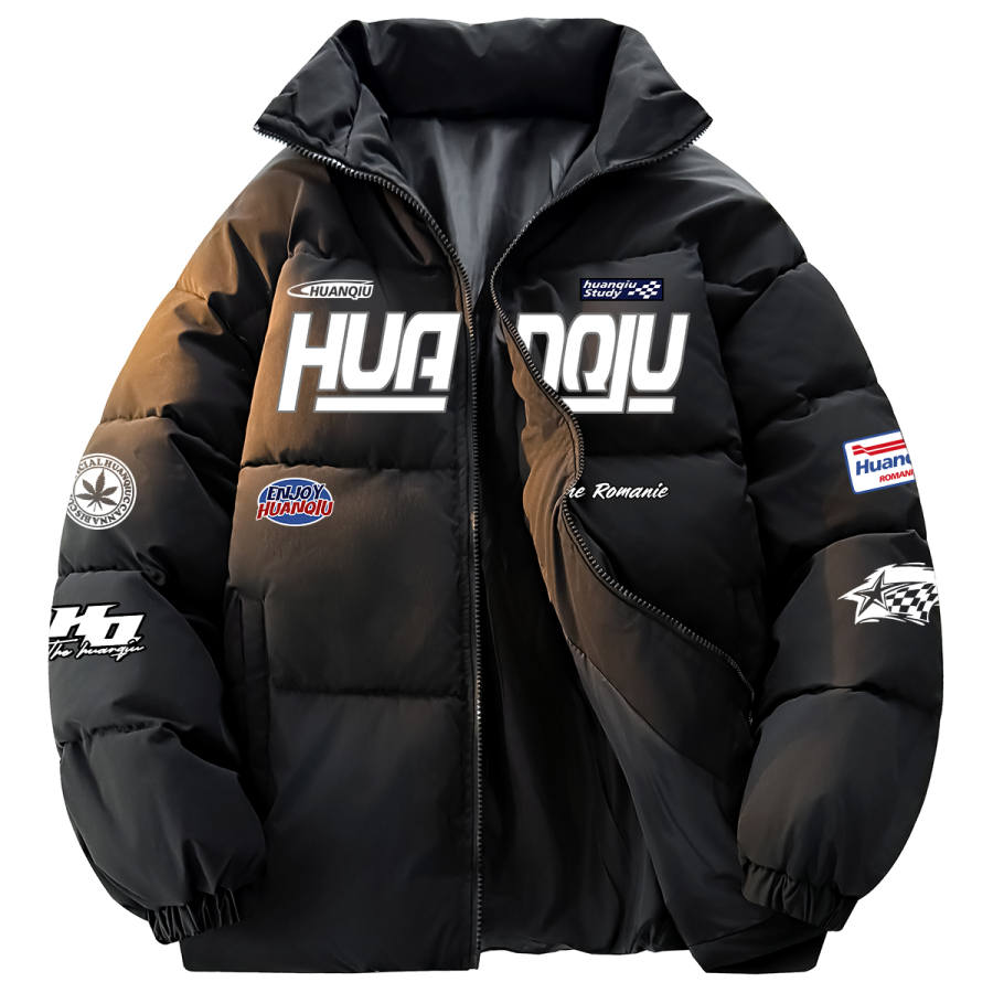 HUANQIU Puffer Jackets Unisex Stand Collar Thickened Padded Puffer Jacket