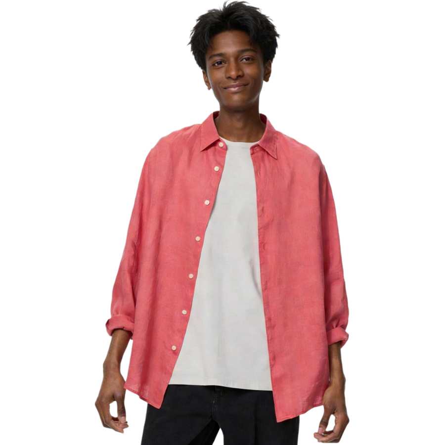 UNIQLO Shirts Unisex Rose Red Lapel Thin