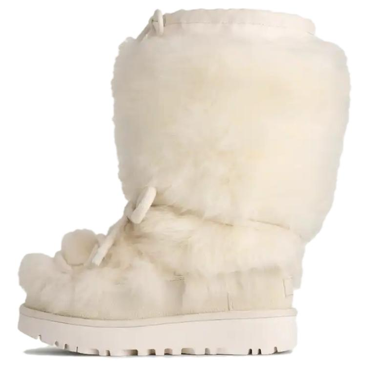 UGG Classic Tall Chalet Sheepskin Thermal Fleece Lined, Vintage Comfortable Short Mid Calf Snow Boots Women's White