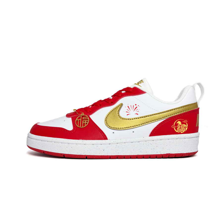 Nike Nike Court Borough Ruyi Abrasion Resistant Slip Resistant Low top Skateboard Shoes Gold Red Teenagers