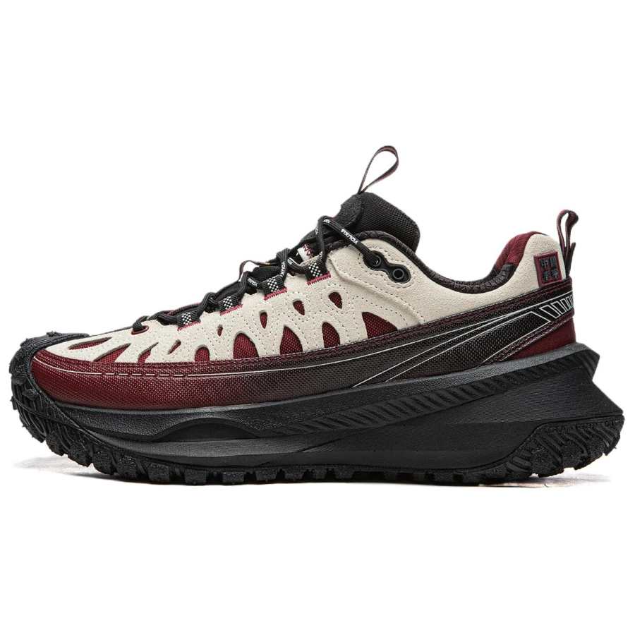Li-Ning Li Ning Ranger CRC Synthetic Leather, Split Cow Leather Breathable Low top Casual Shoes Unisex Beige Red
