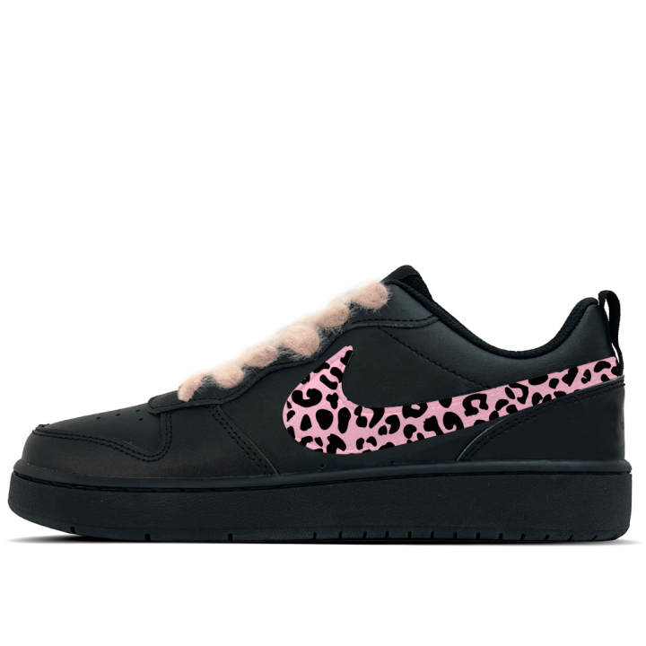 Nike Nike Court Borough Sweet Leopard Wadding Leather Slip Resistant Abrasion Resistant Low top Kids' Skateboarding Shoes
