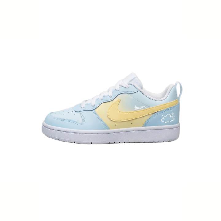 Nike Nike Court Borough Milk Blue Bubble Leather Slip Resistant Abrasion Resistant Cushioning Low top
