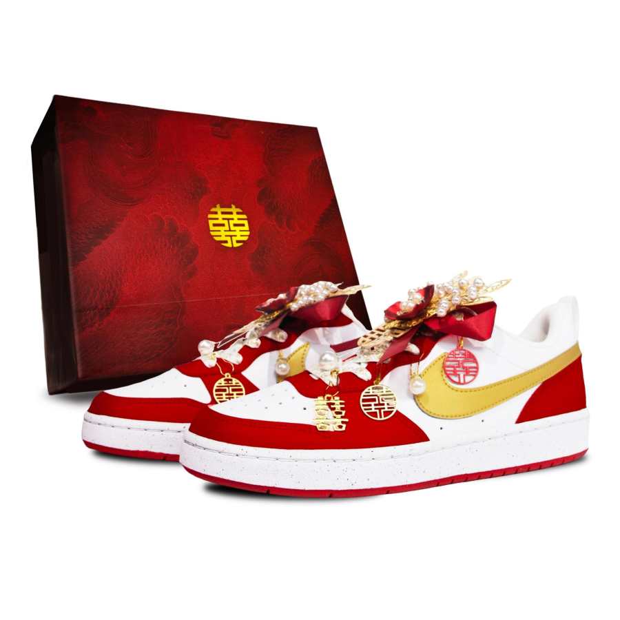 Nike Nike Court Borough Seal The Bond Synthetic Leather Abrasion Resistant Low top Skateboard Shoes Women's Red