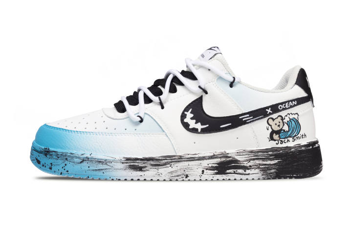 Nike Nike Court Vision 1 Graffiti Bear Abrasion Resistant Slip Resistant Low top Skateboard Shoes Men's Blue
