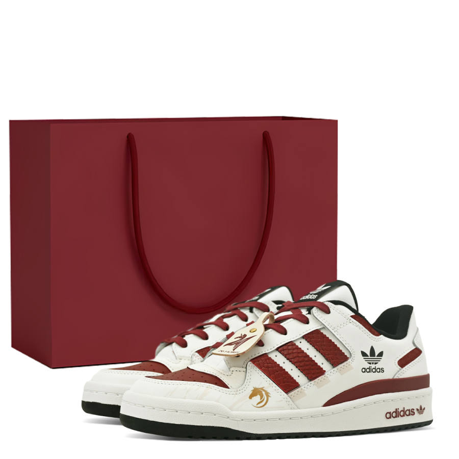 Adidas Originals FORUM Low CI Low top Skateboard Shoes Unisex Beige Red