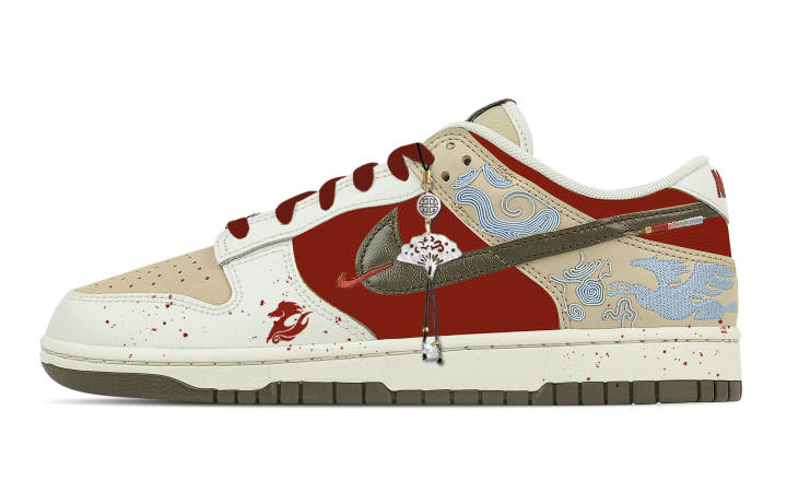 Nike Nike Dunk Winter's Twilight Leather Low top Skateboard Shoes Men's Beige Red