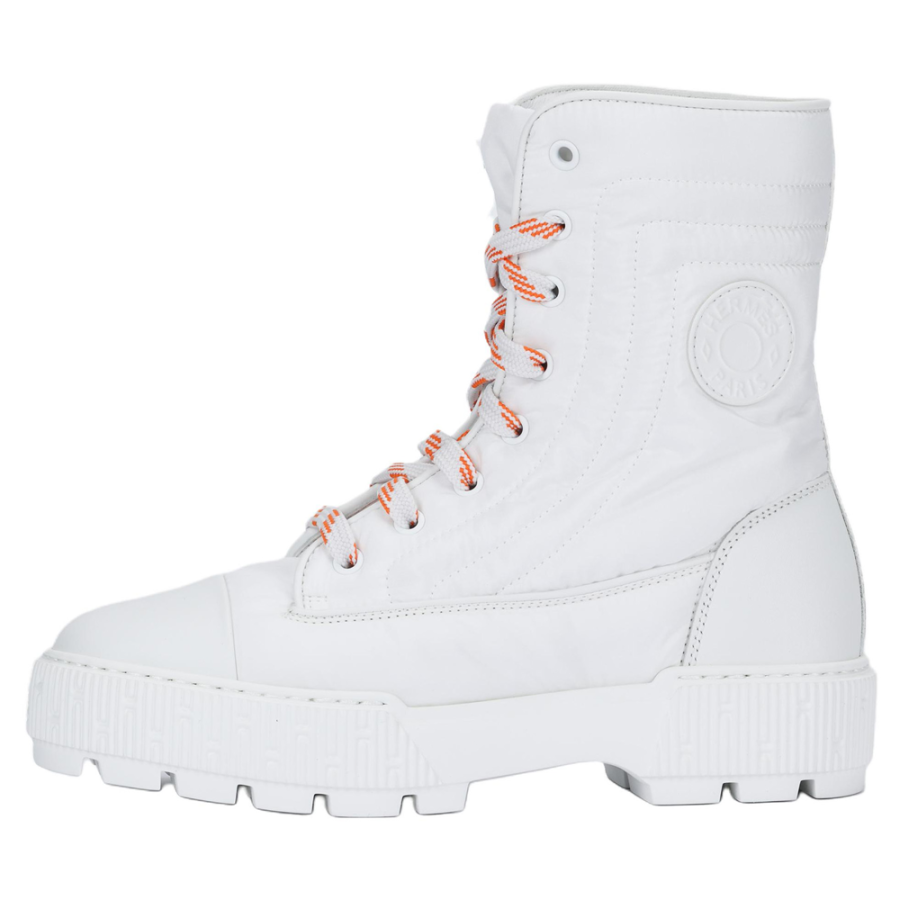 HERMES HERMES Fresh Short Combat Boots Women's White