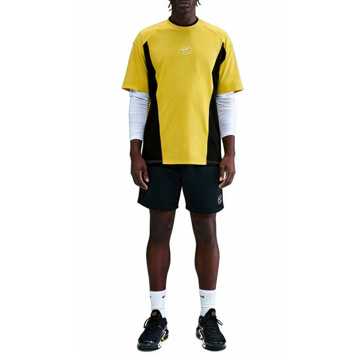 Nike Nike Air T Shirts Men's Lightning/Black Crew Neck Moderate Straight Fit