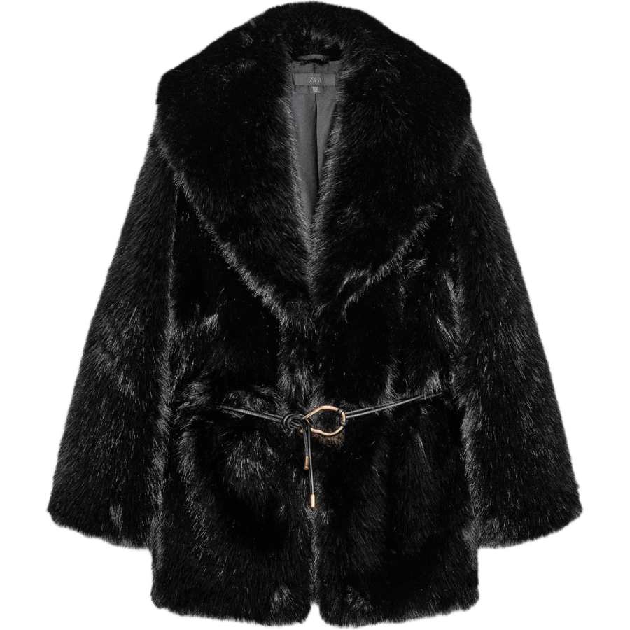 ZARA Coats Women's Black Lapel Moderate