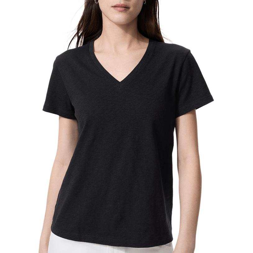 UNIQLO SS26 T Shirts Women's Black V Neck Moderate