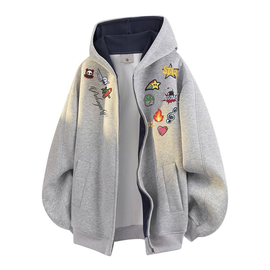 PAL ONGACO Sweatshirts Unisex Hooded Moderate Cardigan