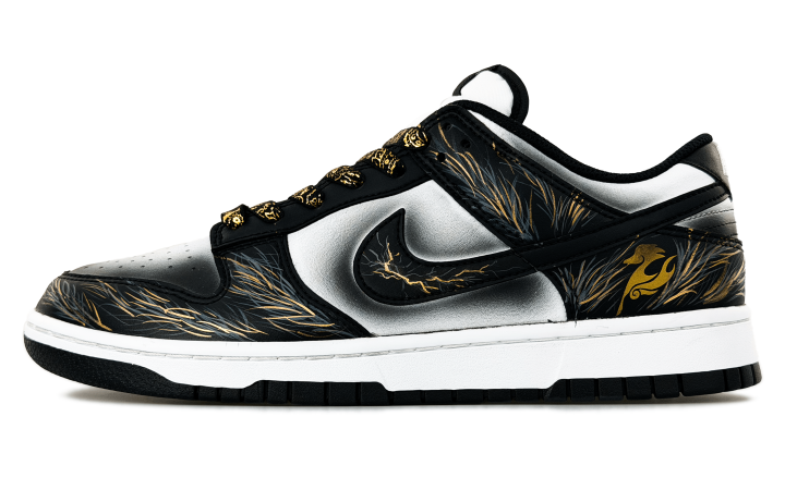 Nike Nike Dunk Abrasion Resistant Low top Skateboard Shoes Unisex Black Gold