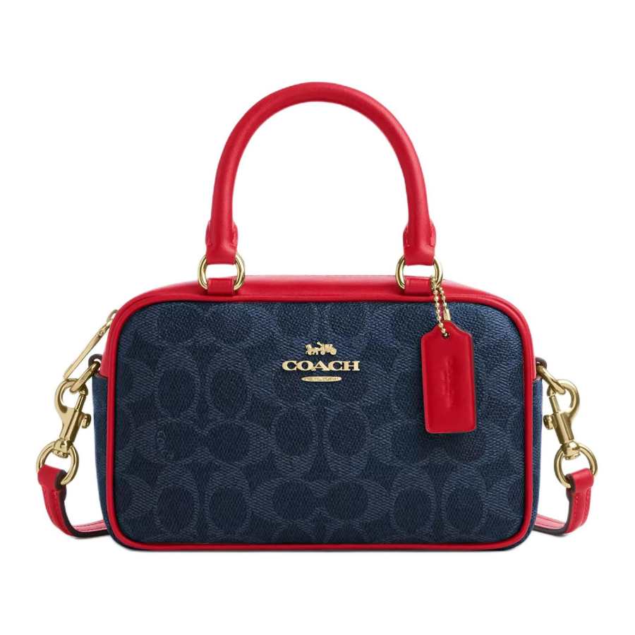 COACH SATCHELSignature Coated Canvas Crossbody Handbag Small Women's Red