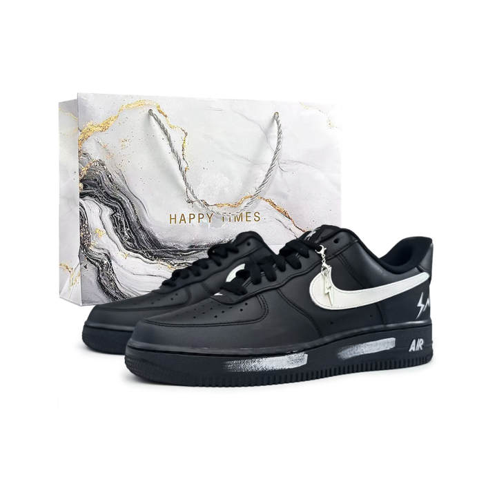 Nike Nike Air Force 1 Radiant Electric Glow Height Increasing Low top Skateboard Shoes Unisex Black Silver