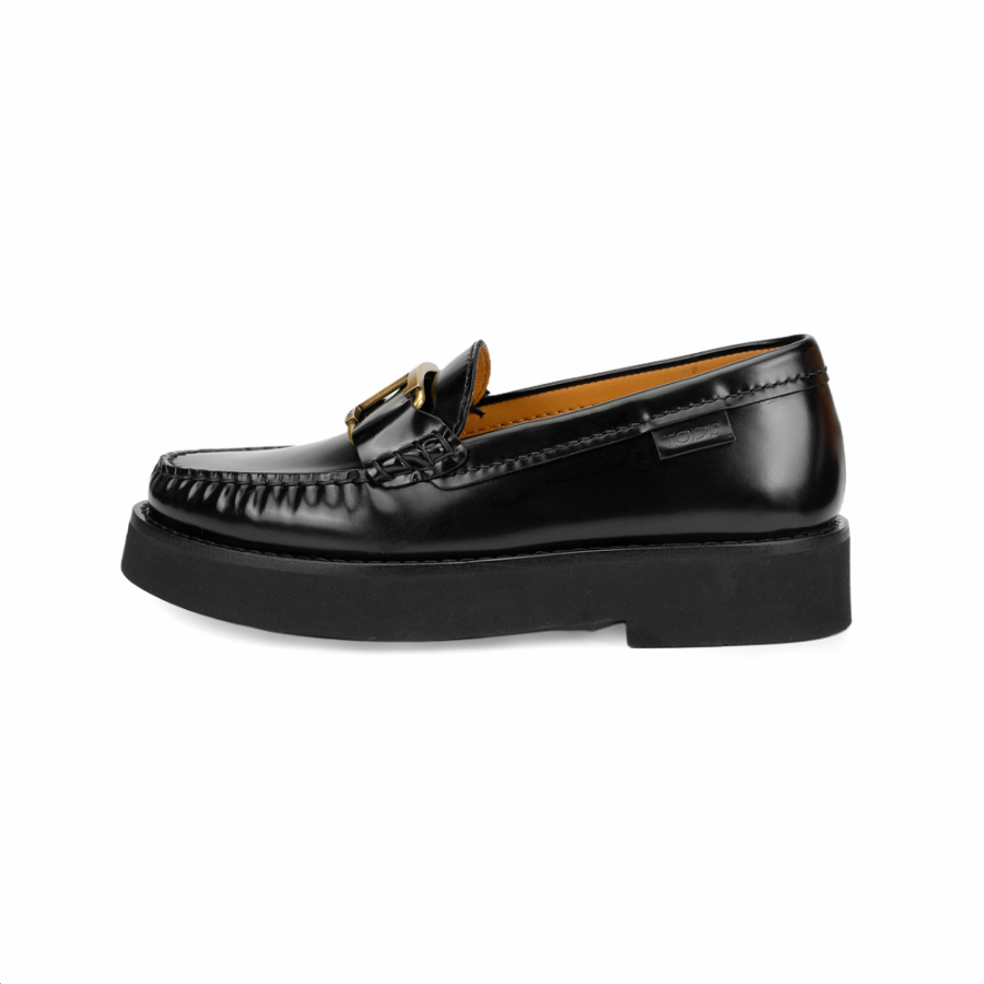 TOD'S Logo Plaque Round Toe Loafers Women's