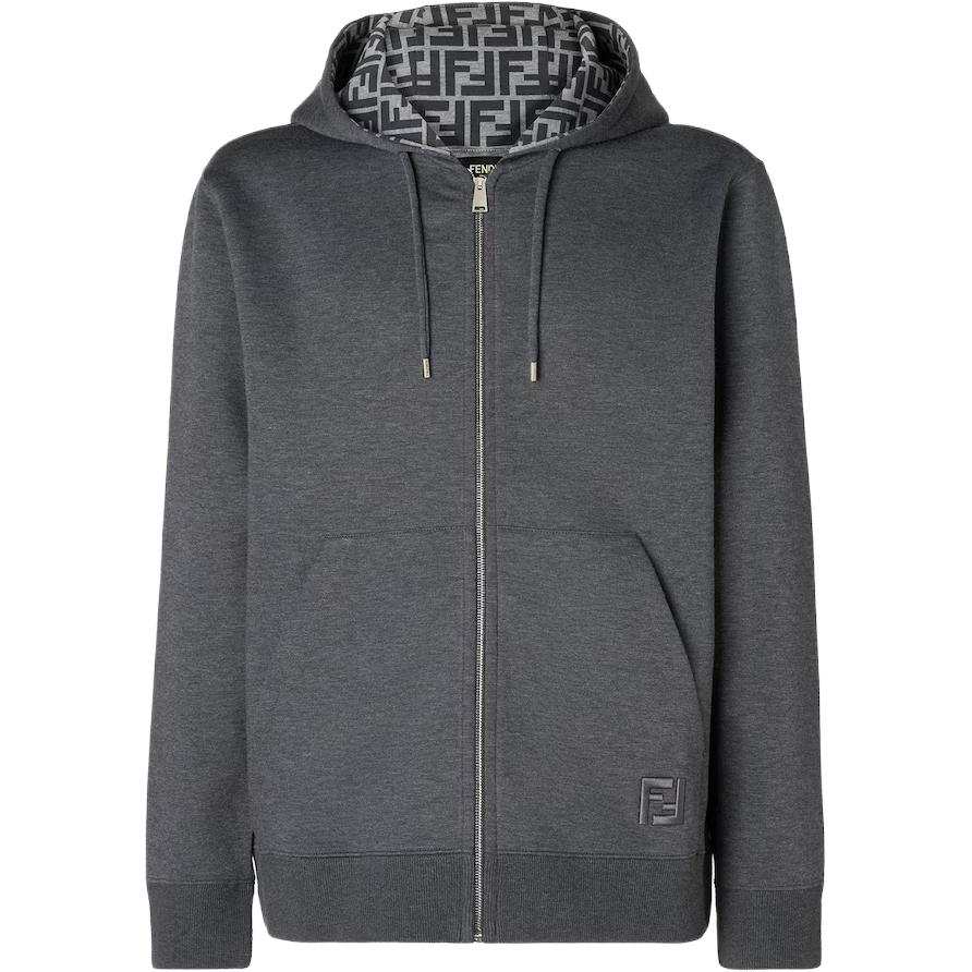 FENDI Sweatshirts Men's Gray Hooded Non Detachable Moderate