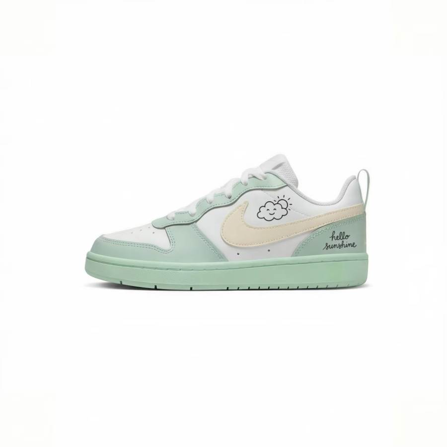 Nike Nike Court Borough 2 Cyan Sky Cloud Leather Slip Resistant Abrasion Resistant Low top Versatile Style Skateboard Shoes