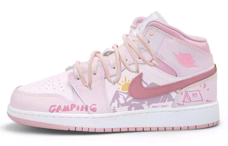 Jordan Jordan Air Jordan 1 Mid top Children's Basketball Shoes Pink Teenagers