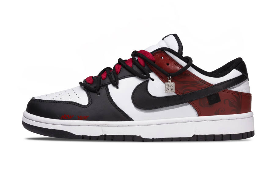 Nike Nike Dunk Red Shadow Abrasion Resistant Breathable Low top Skateboard Shoes Men's Black White Red