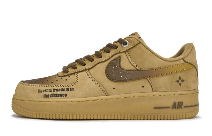 Nike Nike Air Force 1 Low 811 Manufacturing, Brown Style Slip Resistant Low top Skateboard Shoes Unisex Wheat Brown