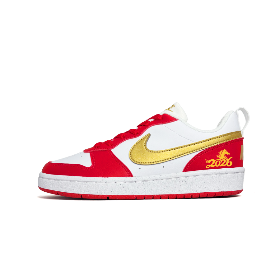Nike Nike Court Borough Immediate Success Abrasion Resistant Slip Resistant Low top Skateboard Shoes Gold Red Teenagers