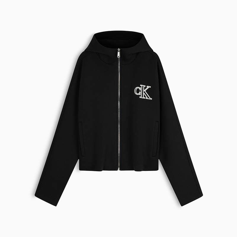 Calvin Klein Jackets Women's UB1 Space Black Hooded Moderate Other