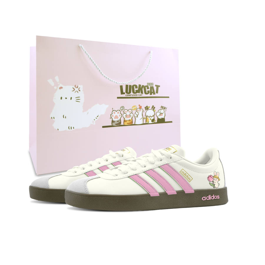 Adidas Adidas VL COURT 2.0 Pink Rabbit With Fragrance, Special Shopping Bag Abrasion Resistant Abrasion Resistant Low top