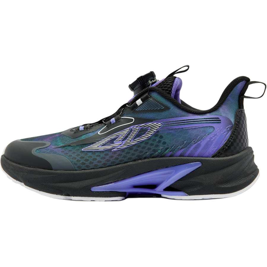 QIAODAN Chasing Electricity Textile, Synthetic Leather Low top Running Shoes Black Purple Unisex