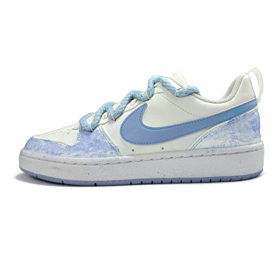 Nike Nike Court Borough Synthetic Leather Blue And White Porcelain Breathable Height Increasing Breathable Height Increasing