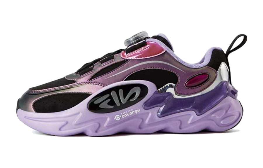 FILA KIDS Abrasion Resistant Low top Kids' Running Shoes Black Purple Kids'
