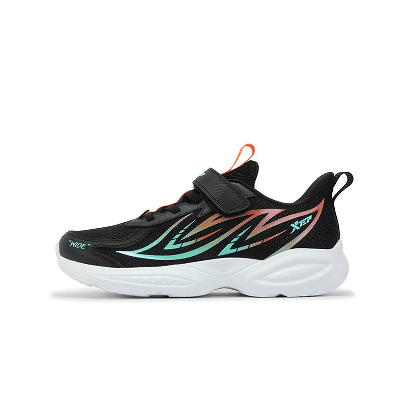 XTEP Zhechi Textile, Synthetic Leather Low top Running Shoes Black Green Teenagers
