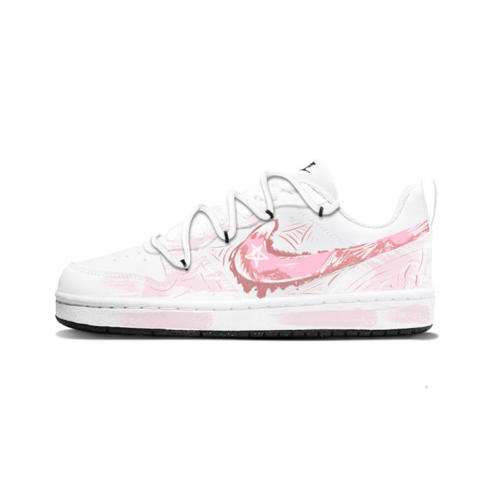 Nike Nike Court Borough Pink Line Sketch Synthetic Leather Abrasion Resistant Abrasion Resistant Low top