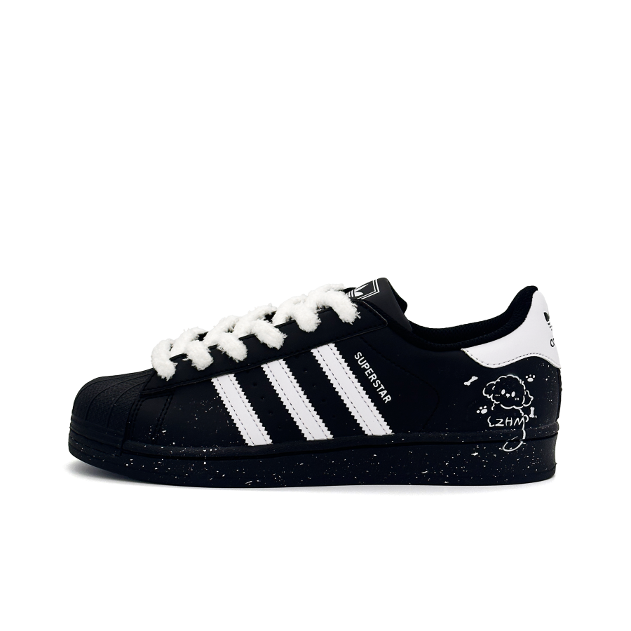 Adidas Originals Superstar 2 Paper Pasted Glutinous Dog Abrasion Resistant Low top Kids' Skateboarding Shoes Black