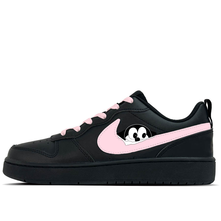 Nike Nike Court Borough Leather Abrasion Resistant Low top Kids' Skateboarding Shoes Black, Pink Teenagers
