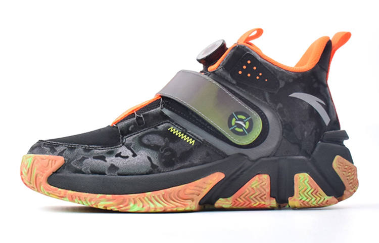 Antakids Sniper Slip Resistant Abrasion Resistant High top Casual Shoes Black Orange Teenagers