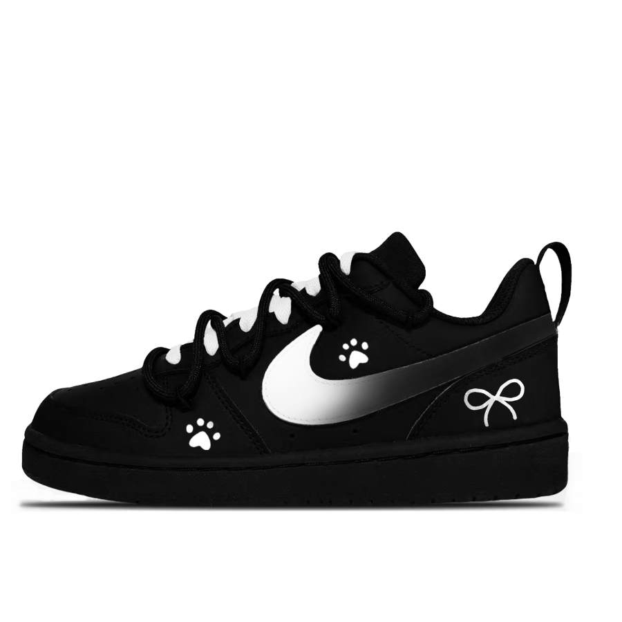 Nike Nike Court Borough Ink Cat Shadow Leather Slip Resistant Slip Resistant Low top Kids' Skateboarding Shoes Black White