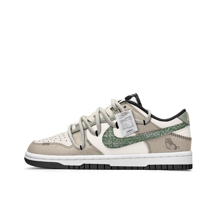 Nike Nike Dunk Slip Resistant Abrasion Resistant Low top Kids' Skateboarding Shoes Beige Cyan Teenagers