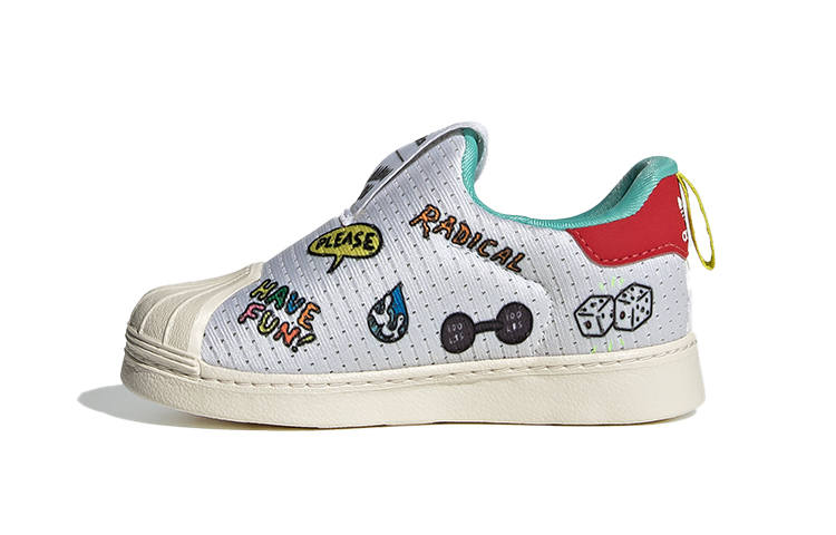 Adidas Originals SUPERSTAR 360 Abrasion Resistant Low top Toddler Shoes White Red Infant And Toddler
