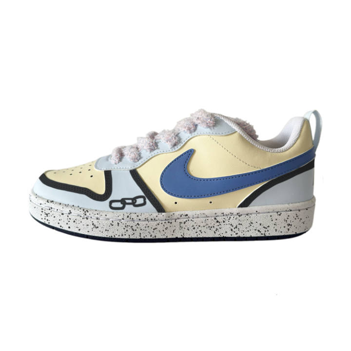 Nike Nike Court Borough Synthetic Leather Low top Skateboard Shoes Gray White Kids'