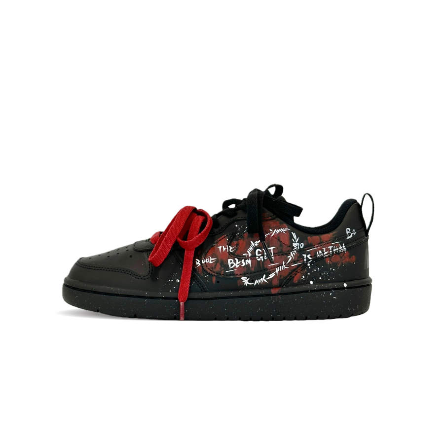 Nike Nike Court Borough Star Scar Leather Slip Resistant Abrasion Resistant Low top Skateboard Shoes Black Kids'