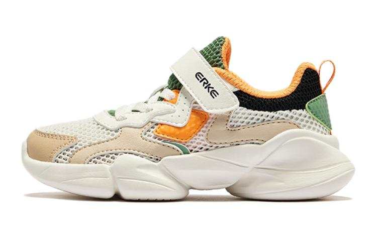 ERKE KIDS Cushioning Breathable Cushioning Breathable Low top Kids' Running Shoes White Green Beige Kids'