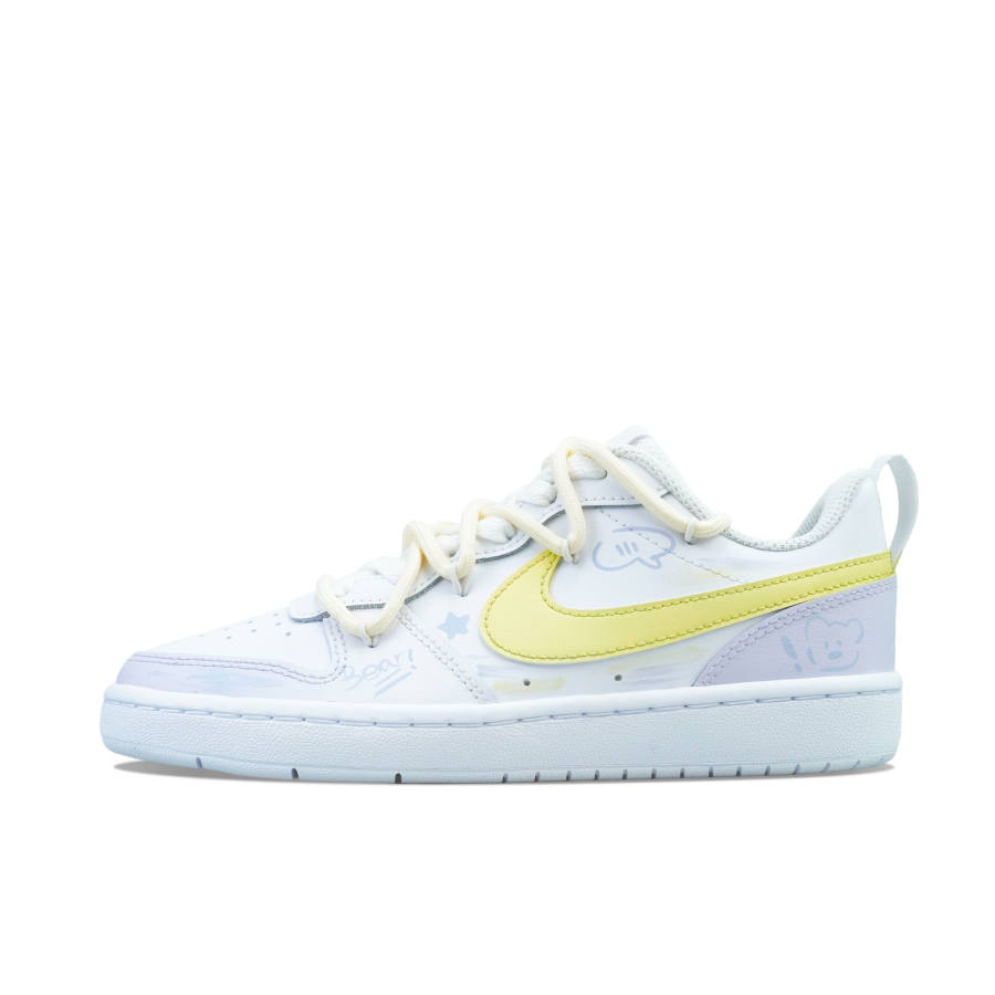 Nike Nike Court Borough Lavender Leather Slip Resistant Low top Skateboard Shoes White Yellow Kids'