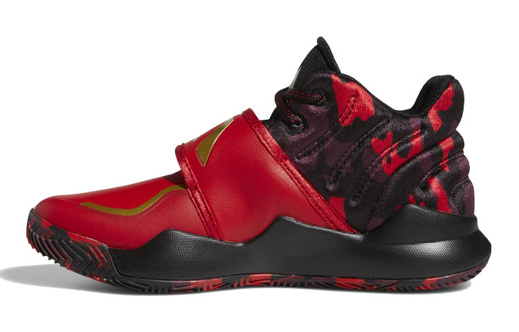 Adidas Adidas Deep Threat Slip Resistant Mid top Children's Basketball Shoes Red Black Gold Teenagers