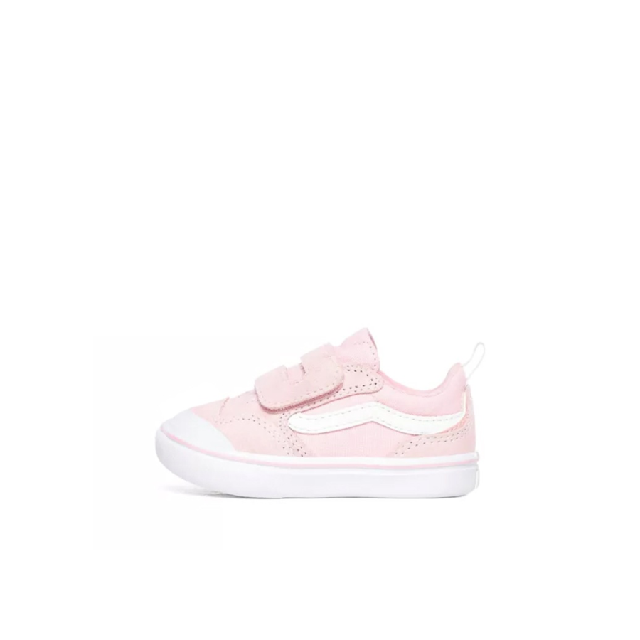 Vans Comfycush New Skool V Canvas Abrasion Resistant Low top Toddler Shoes Pink White Infant And Toddler